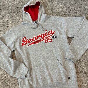 J America Sportswear Size M‎ Gray Georgia Bulldogs 85 appliqué sweatshirt hoodie